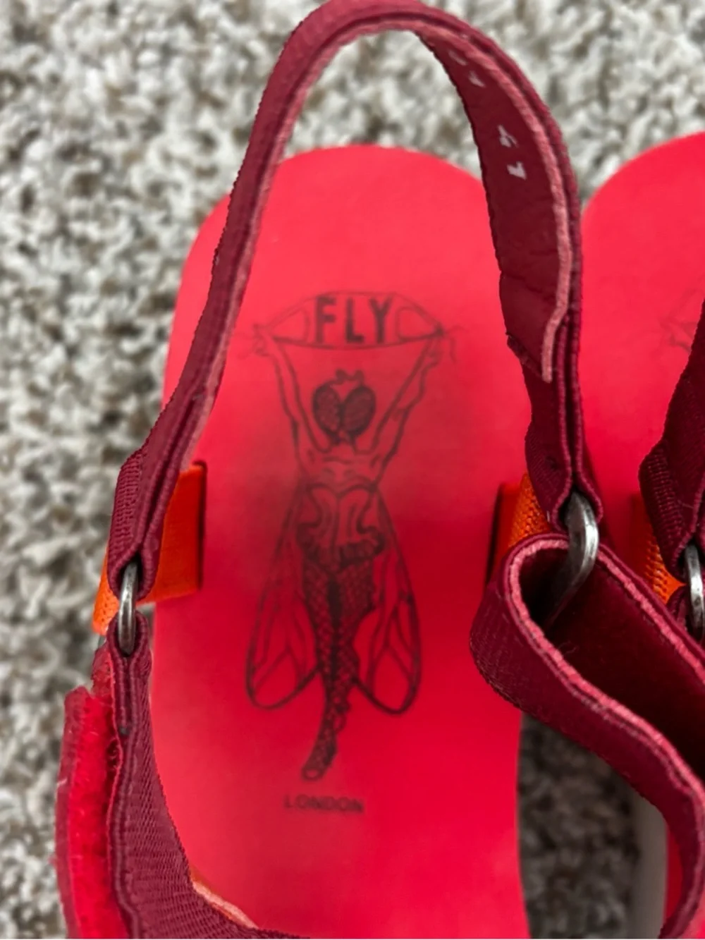 Fly London Women's Red and Orange Platform Sport Sandals YEFA velcro 10.5 - Picture 6 of 9